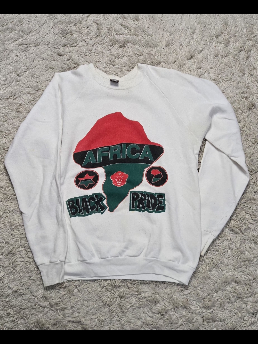 VTG 80s Africa Black Pride Raglan Crewneck L